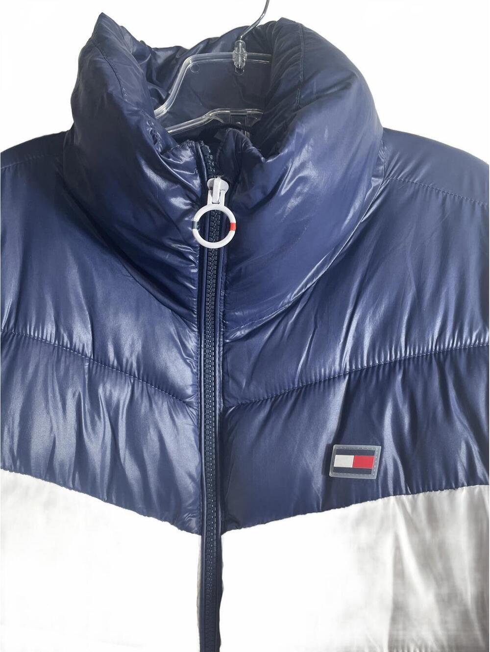 Tommy Hilfiger Puffer Coat Womens Size Large Sporty Red Colorblock Funnel Neck - Picture 5 of 8